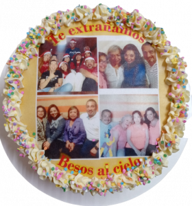 pastel de cumple con oblea comestible